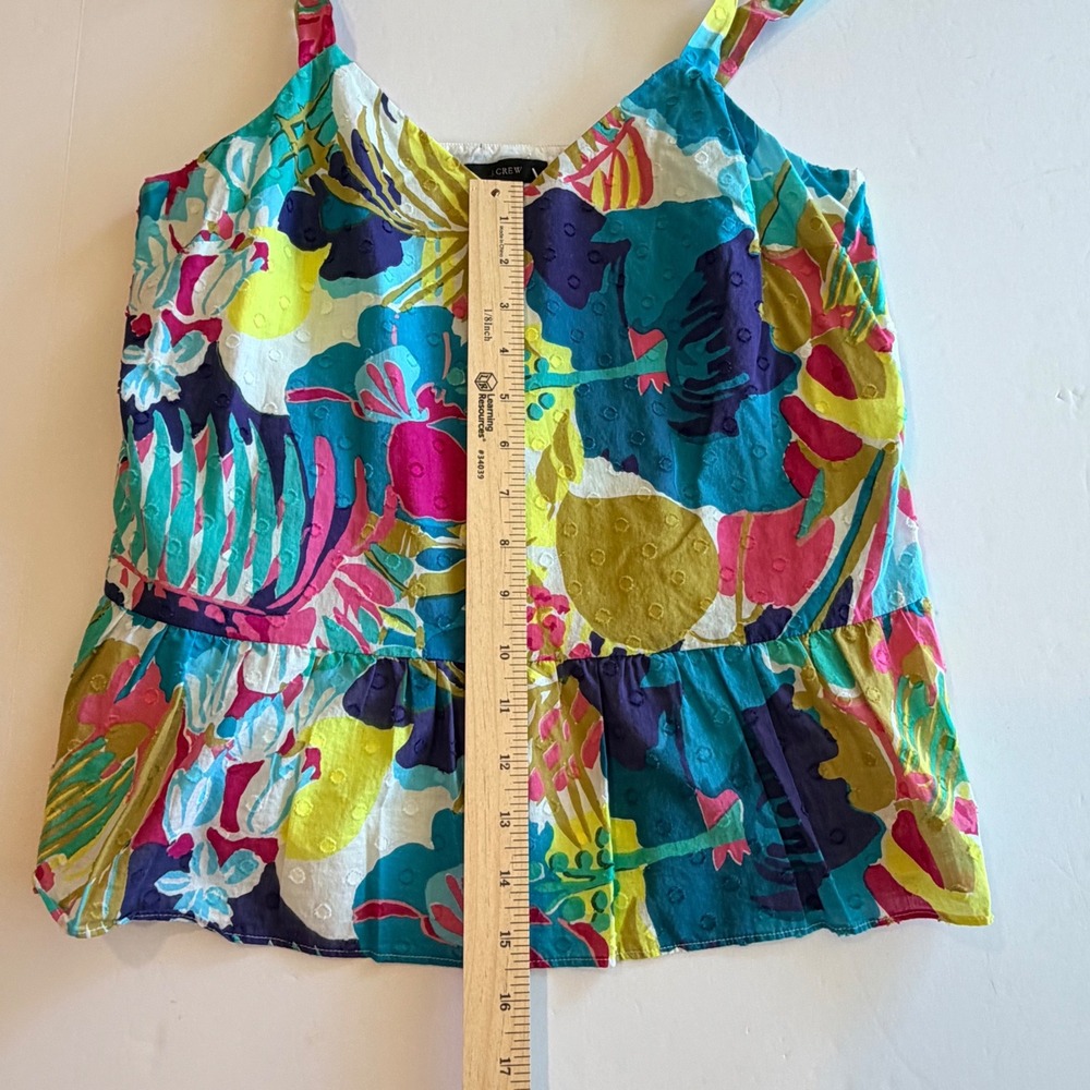 J.Crew Tropical Floral Swiss Dot Peplum Camisole Top Tie Strap Multi Color 4 - Picture 4 of 7